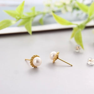 DALENA Gold Pearl Studs