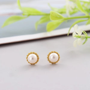 DALENA Gold Pearl Studs