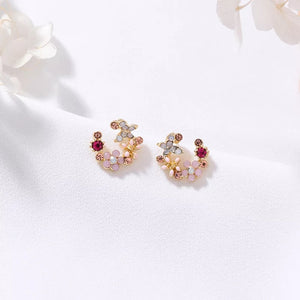 KRISSY Pink Half Moon Studs