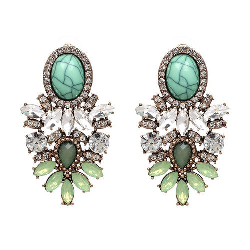 GINA in Green Statement Earrings - LILYANI LONDON - Earrings