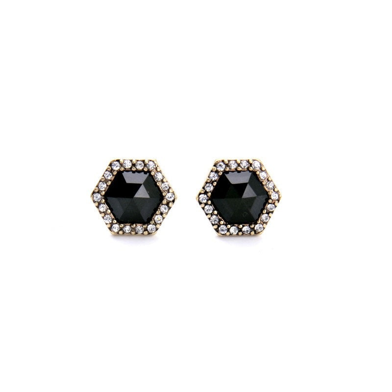 MASIE Black Studs - LILYANI LONDON - Earrings