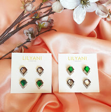 Load image into Gallery viewer, VERA Green Stud Earrings - LILYANI LONDON - Earrings
