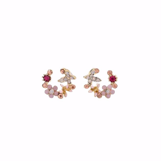 KRISSY Pink Half Moon Studs