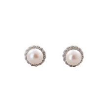 Load image into Gallery viewer, DALENA Silver Pearl Studs
