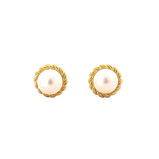 DALENA Gold Pearl Studs